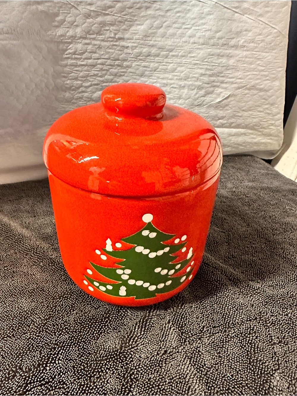 Festive Red Ceramic Christmas Tree Cookie Jar - Holiday Home
